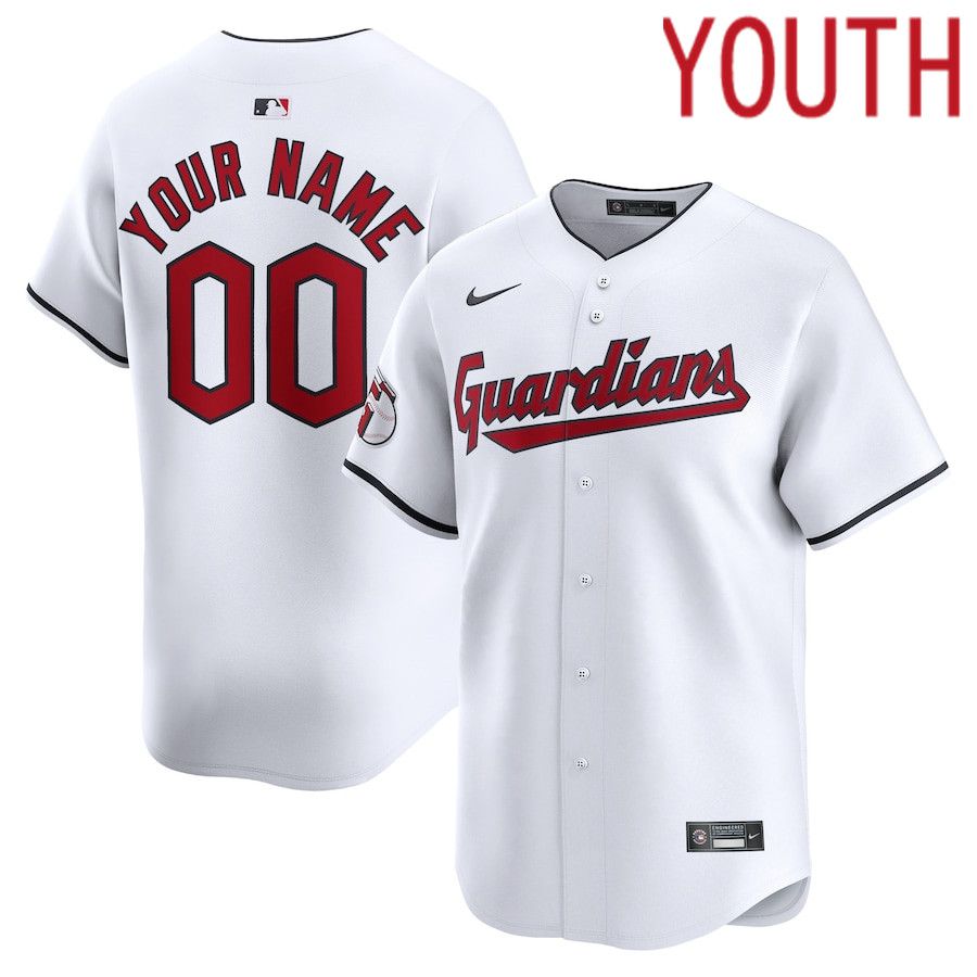 Youth Cleveland Guardians Nike White Home Limited Custom MLB Jersey